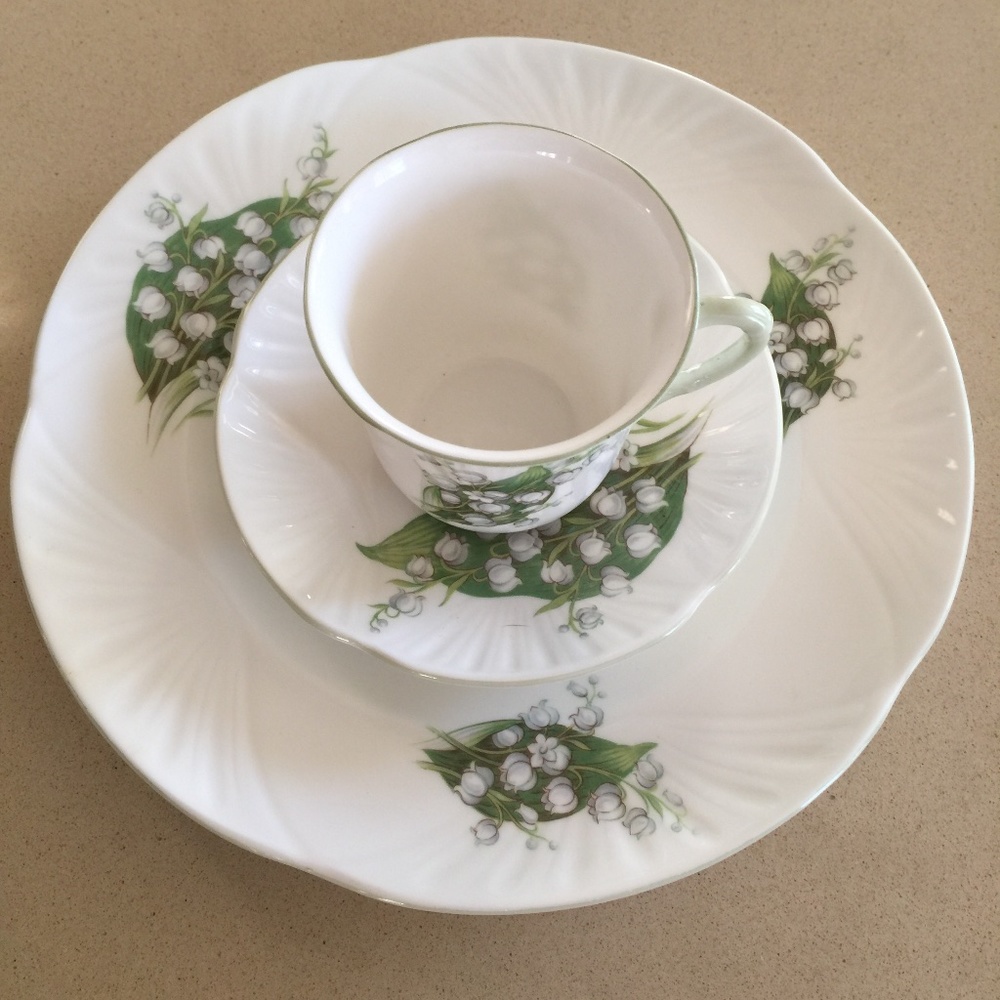 Set of two Crown Staffordshire Porcelain Lily of the Valley!